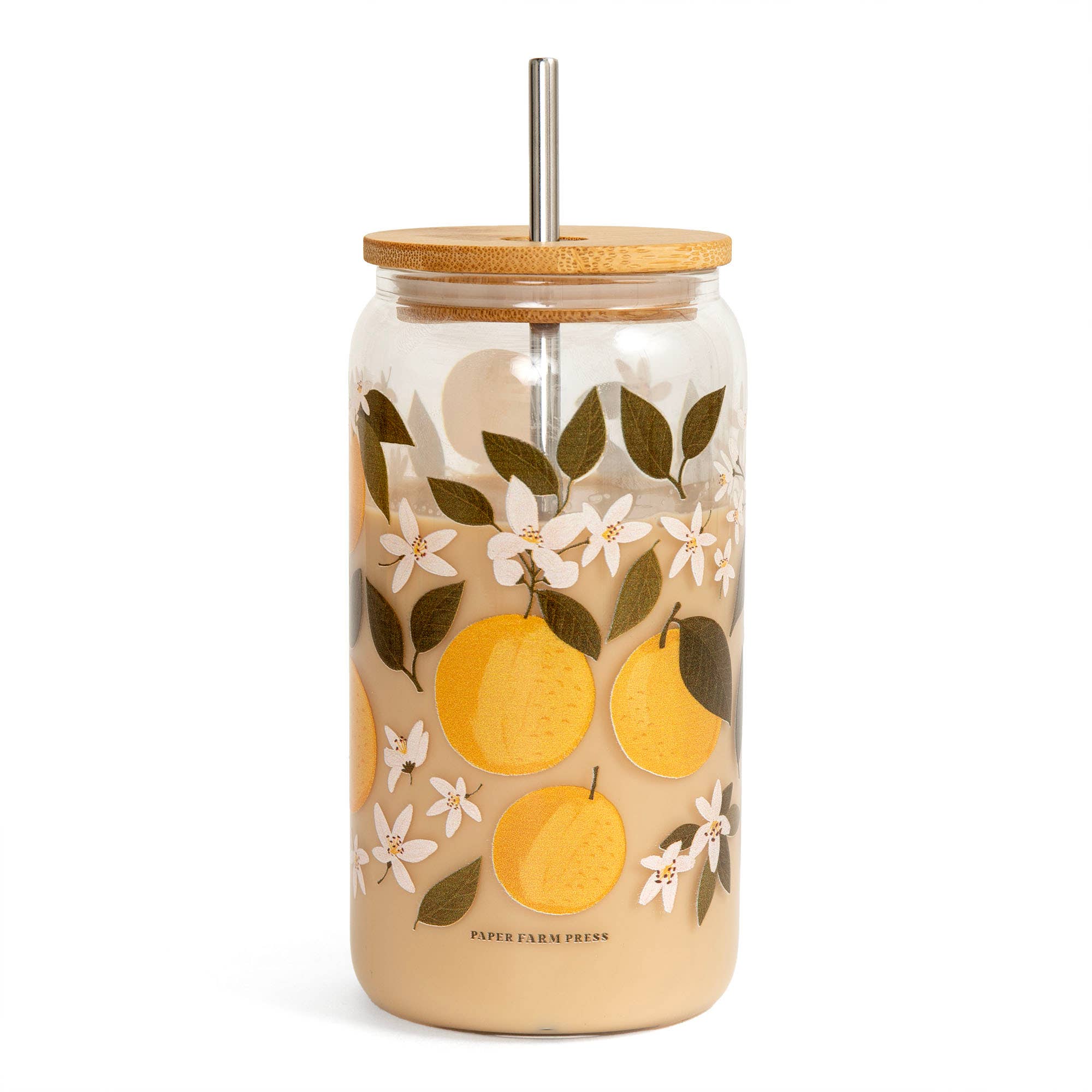 Orange Orchard Glass Storage Jar