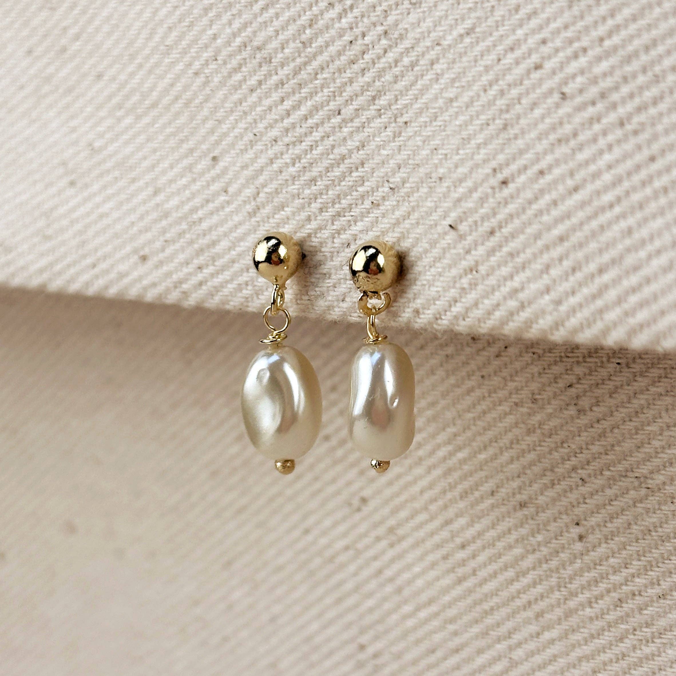 18k Gold Filled Baroque Pearl Drop Earrings