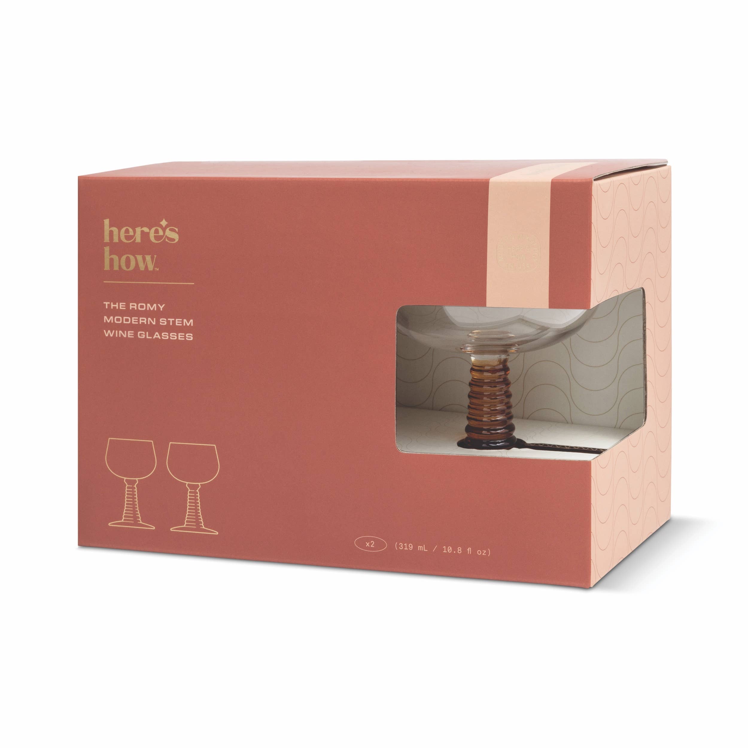 The Romy Set of 2 Wine Glasses – Amber