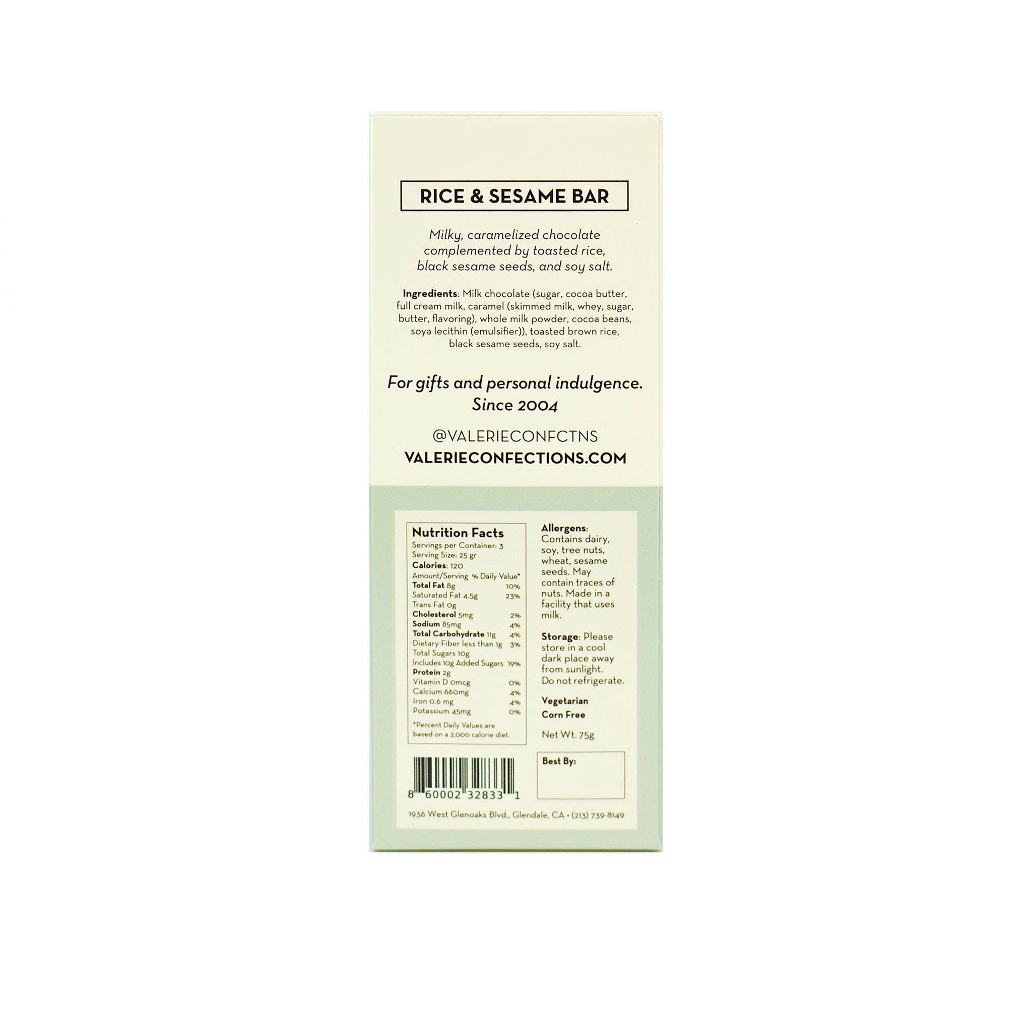 Valerie Rice & Sesame Milk Chocolate Bar