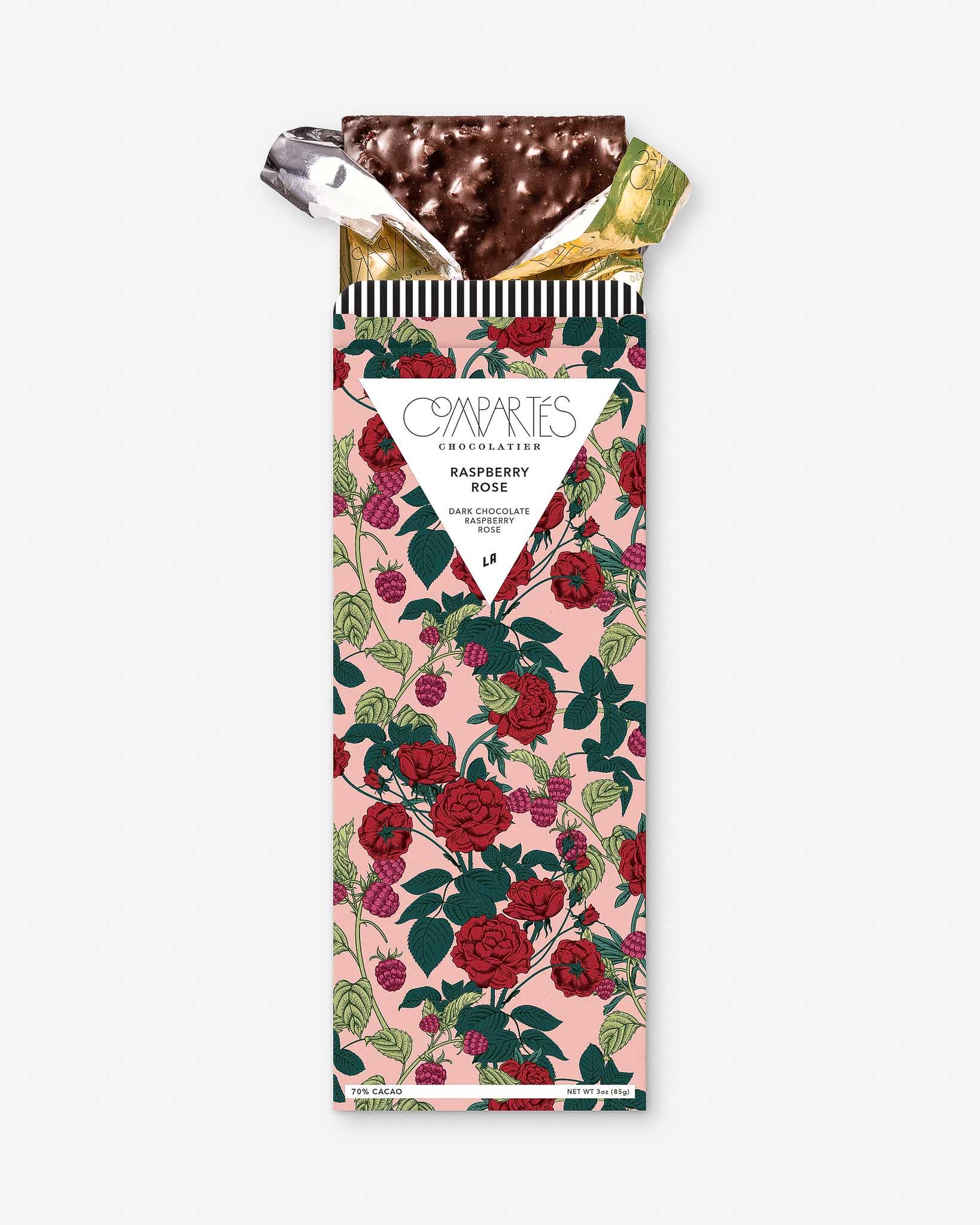 Compartés Raspberry Rose Gourmet Dark Chocolate Bar