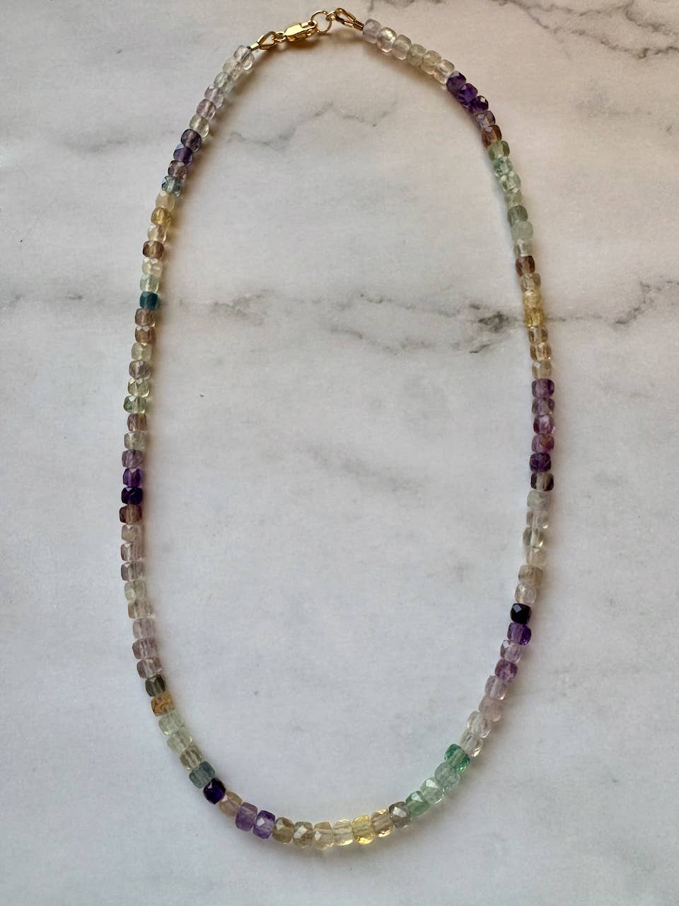 Lillian Faceted Natural Gemstone Necklace: Fluorite