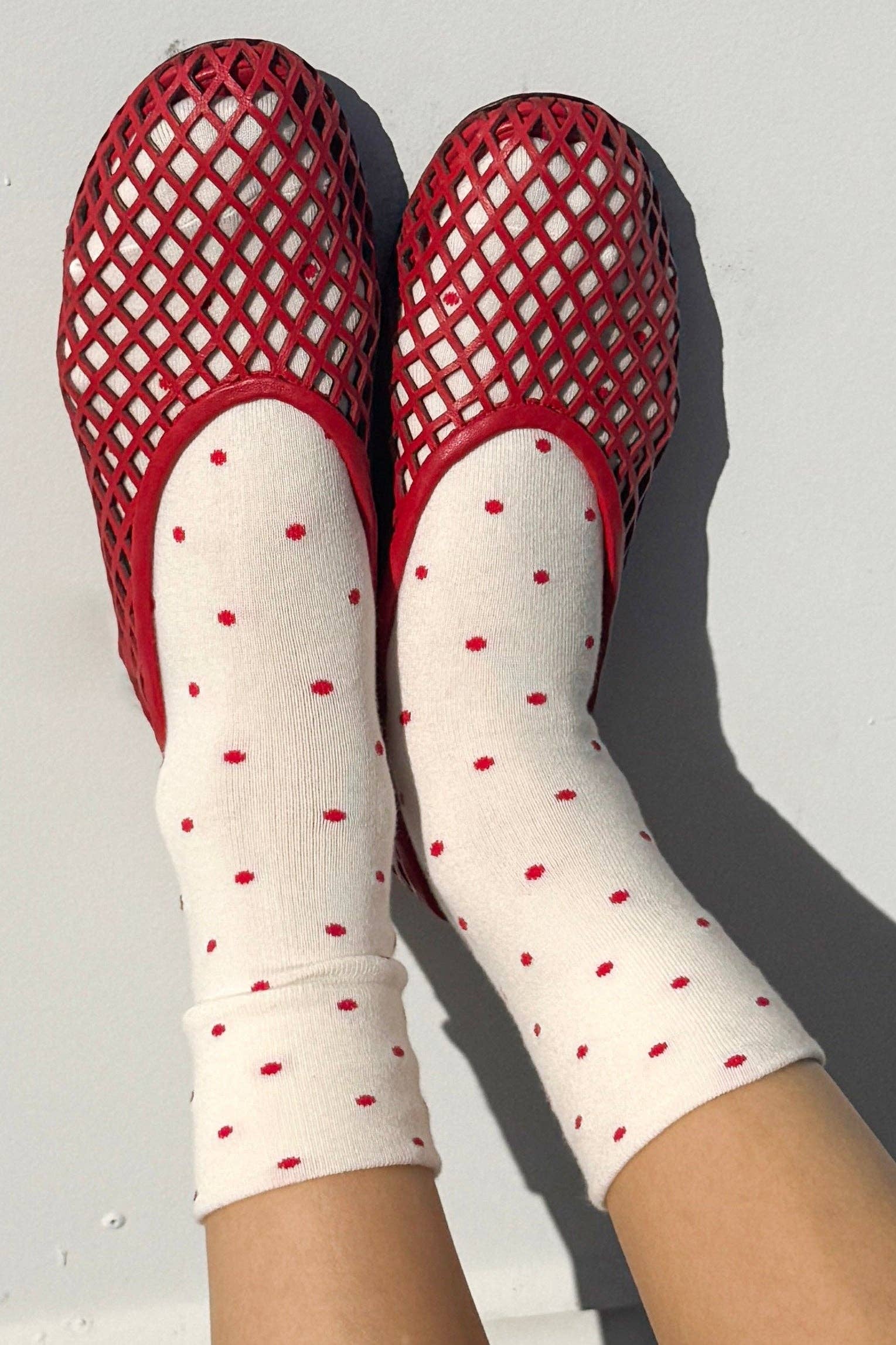 Polka Dot Sneaker Socks – Cacao/Blue