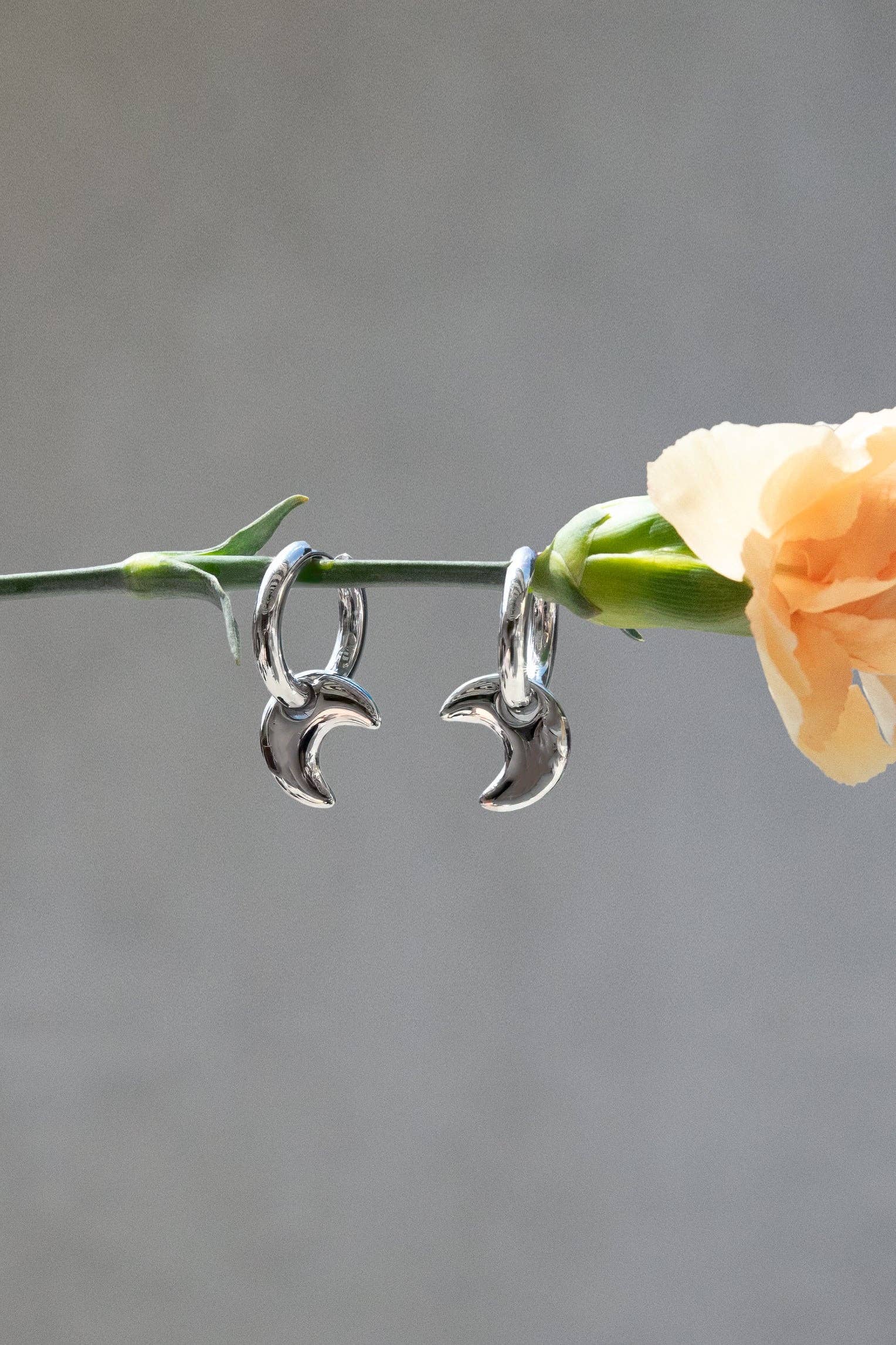 Luna Moon Charm Hoop Earrings – 18K Gold Plated