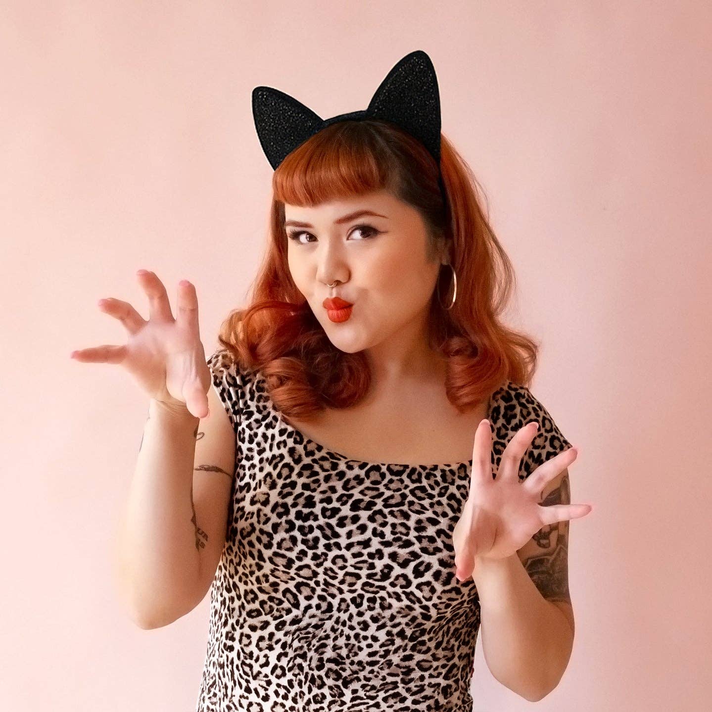 Black Sparkle Cat Ears Headband
