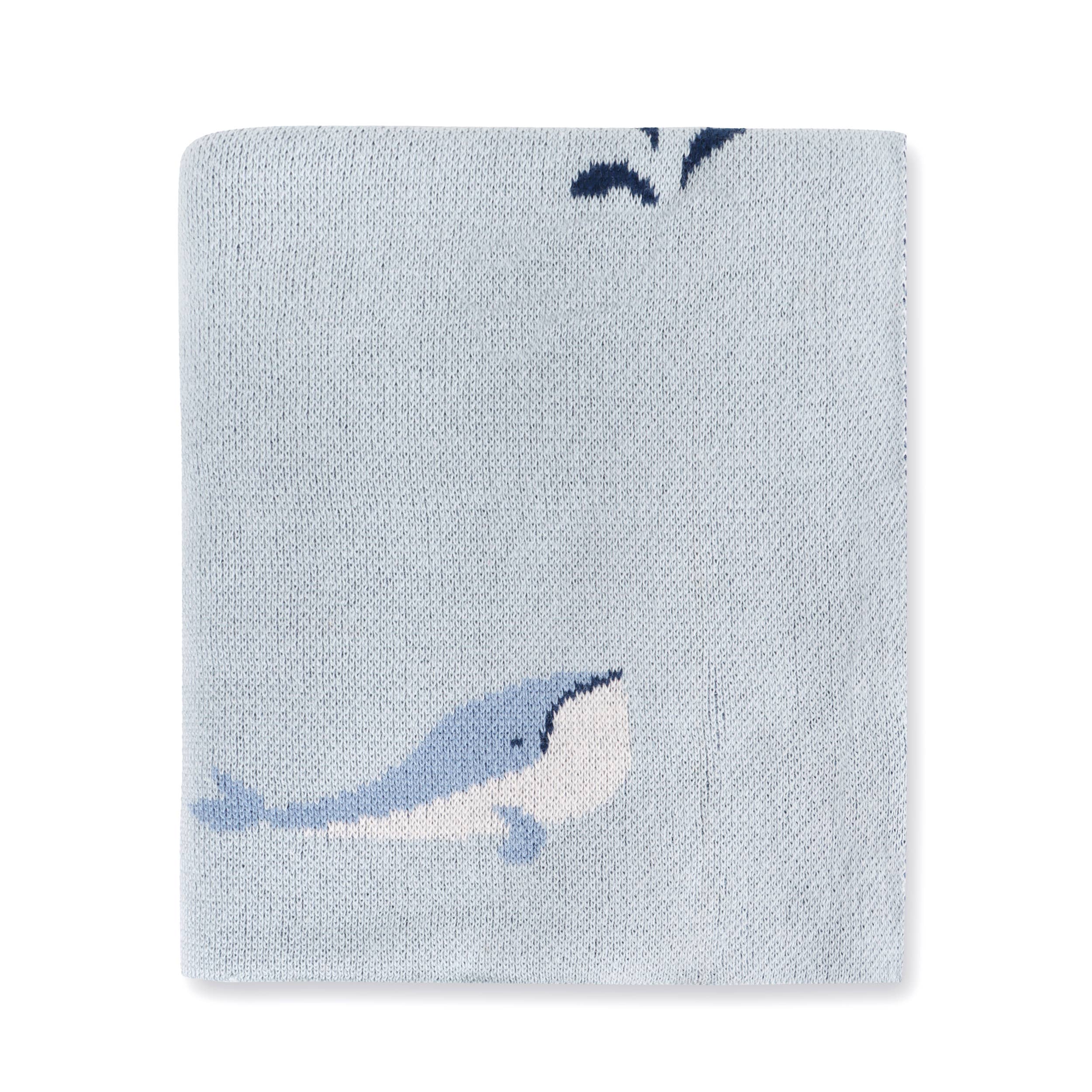 Whales - Organic Cotton Jacquard Knit Baby Blanket: One Size