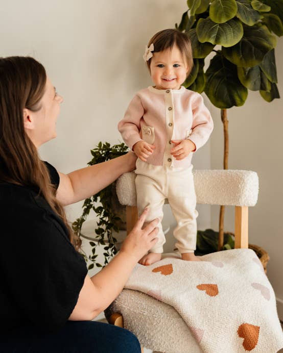 Loving Hearts Organic Jacquard Knit Baby Blanket