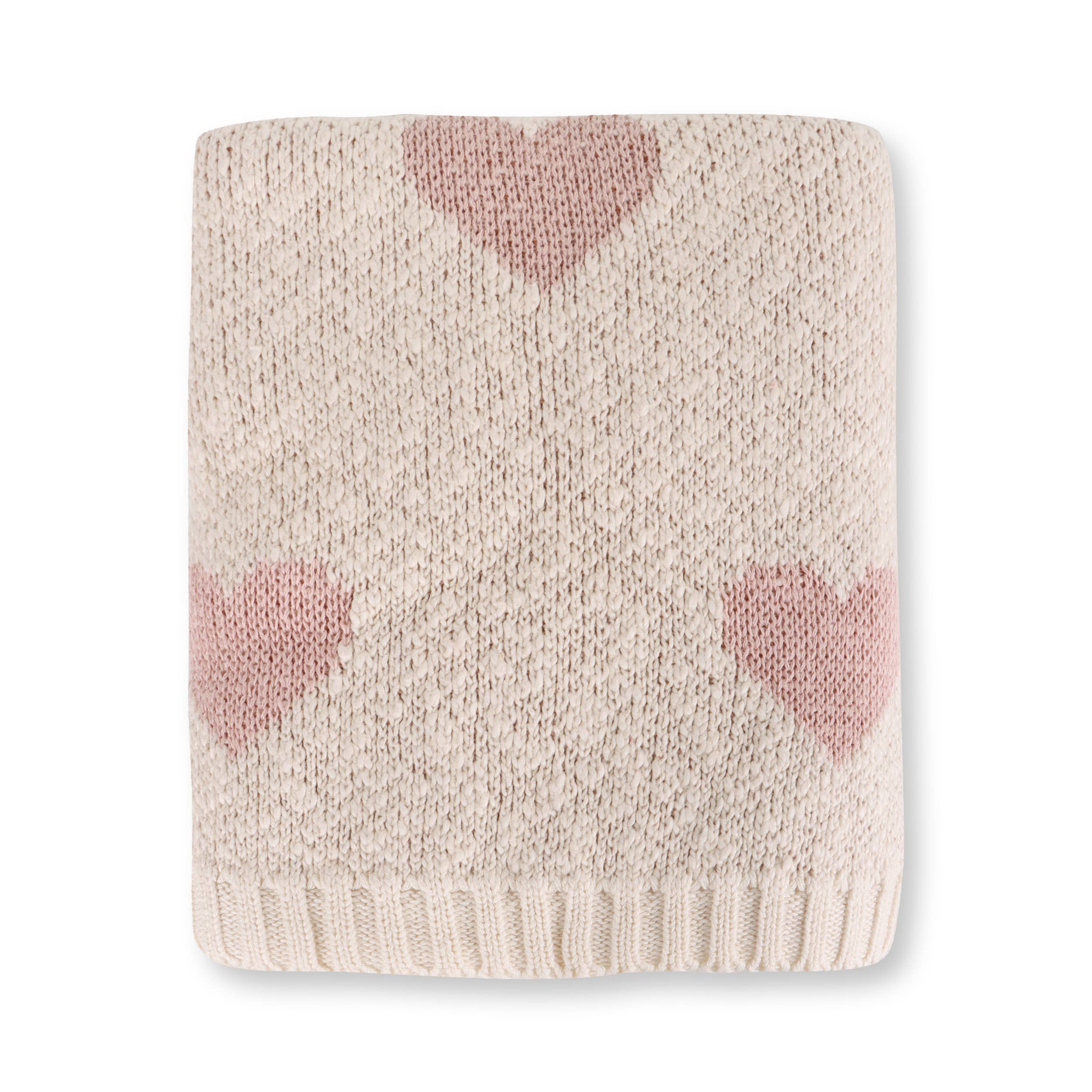Loving Hearts Organic Jacquard Knit Baby Blanket