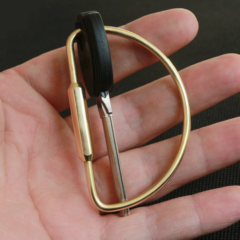 Brass D-Ring Keychain with Screw Closure
