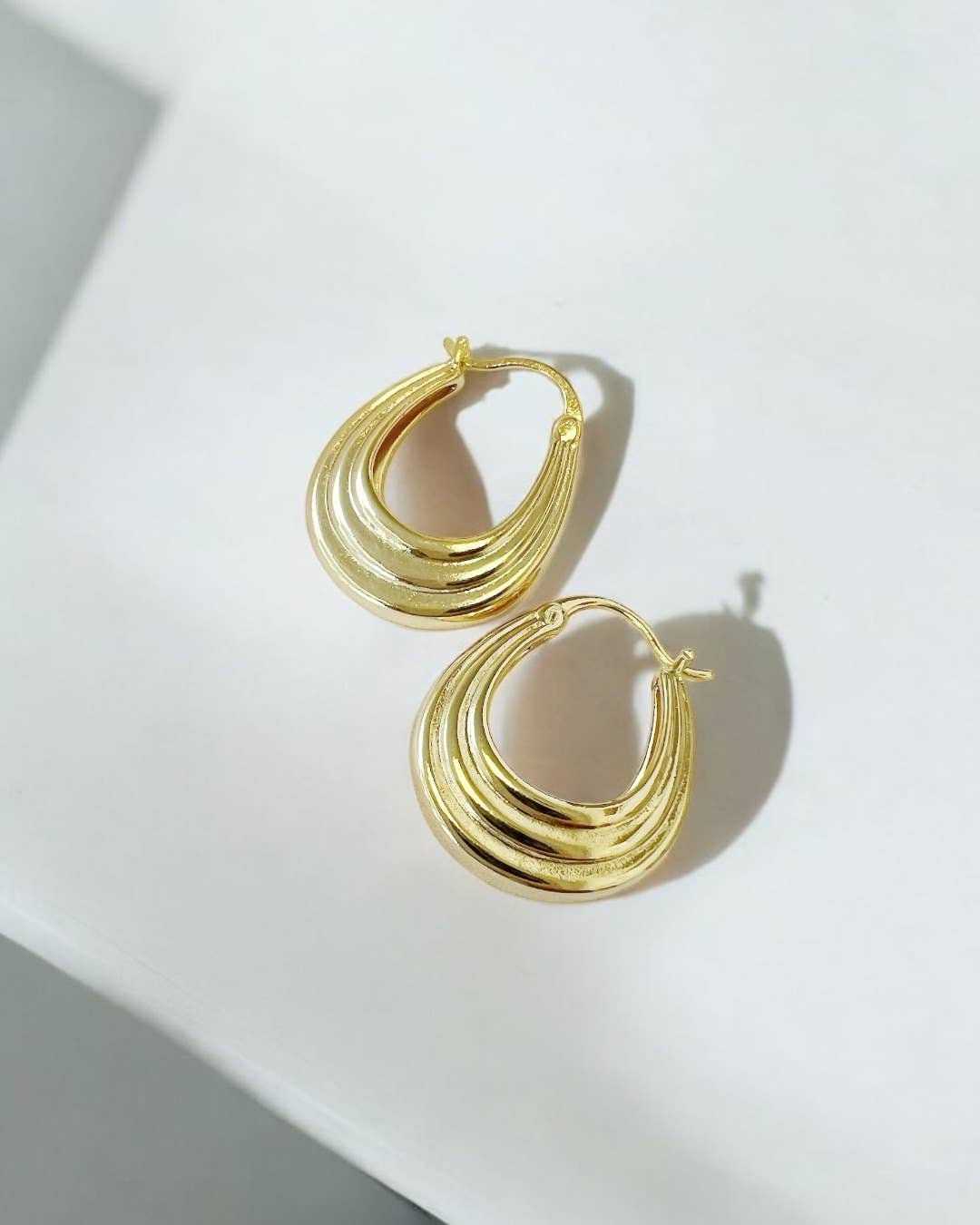 Claire Hoops Earrings Gold Filled Silver: Yellow Gold