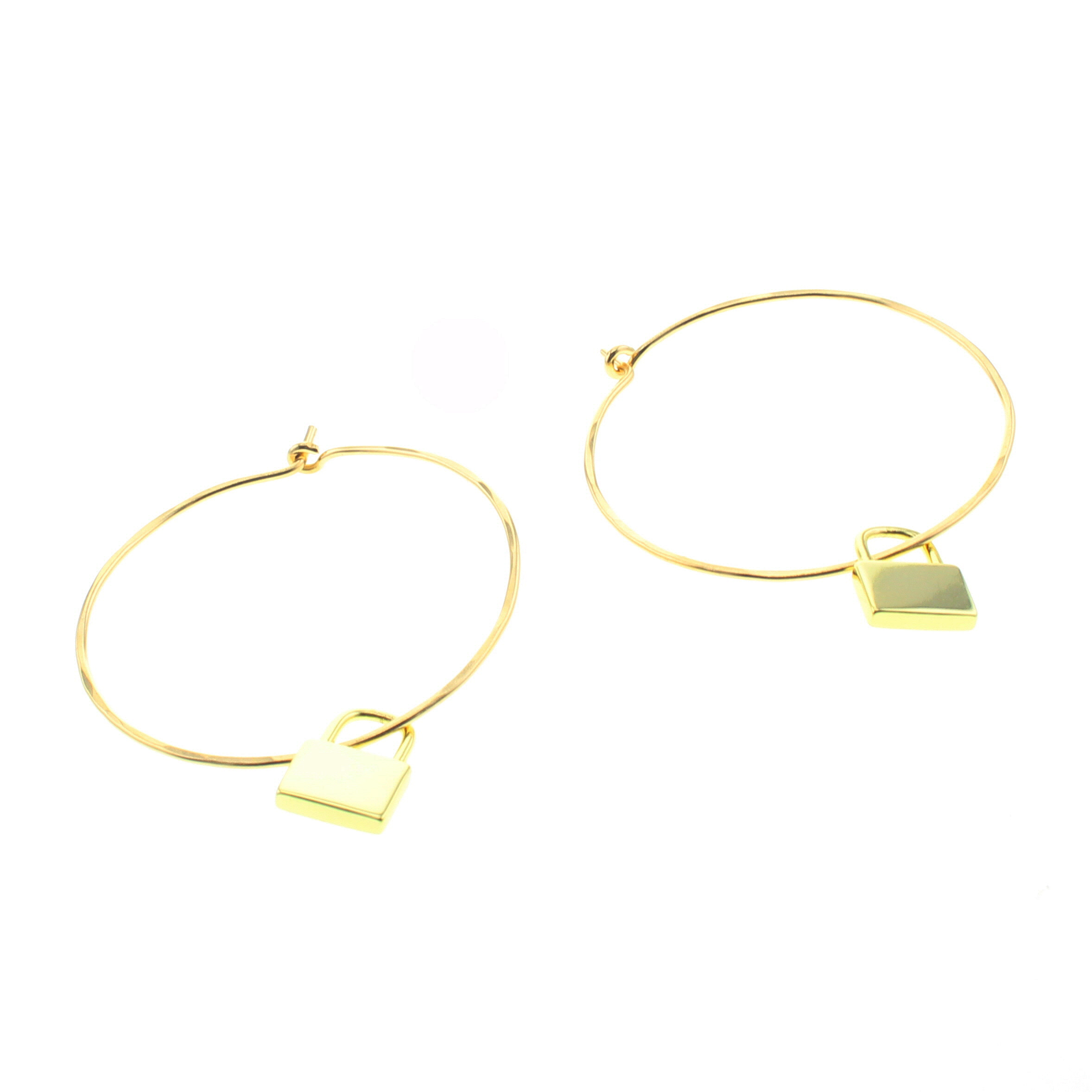 Darby Lock Charm Hoop Earrings – 14K Gold-Filled