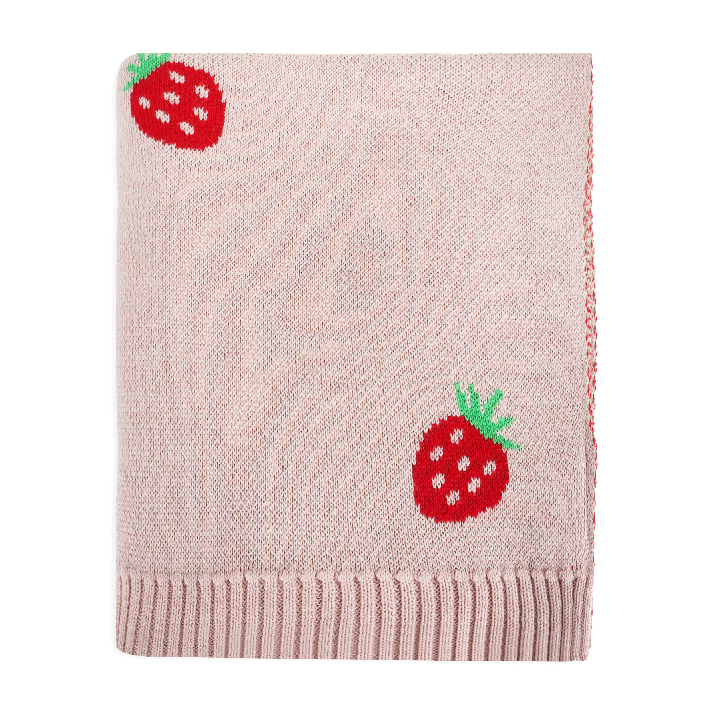 Strawberry Organic Cotton Jacquard Baby Blanket