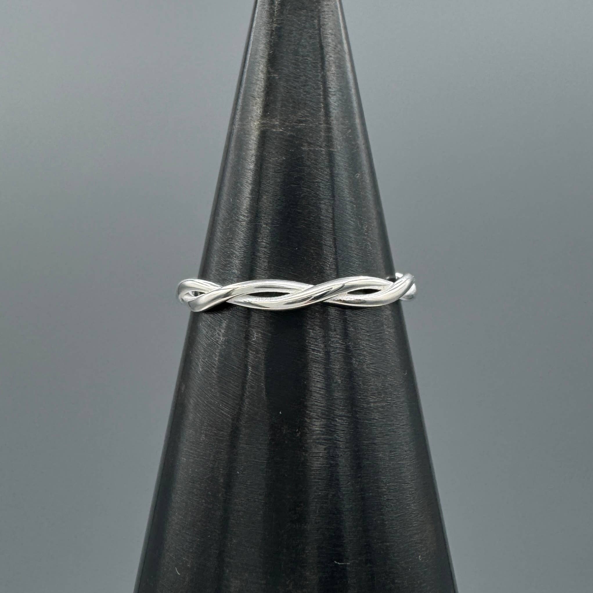 Thin Two-Stranded Twisted Stacking Ring
