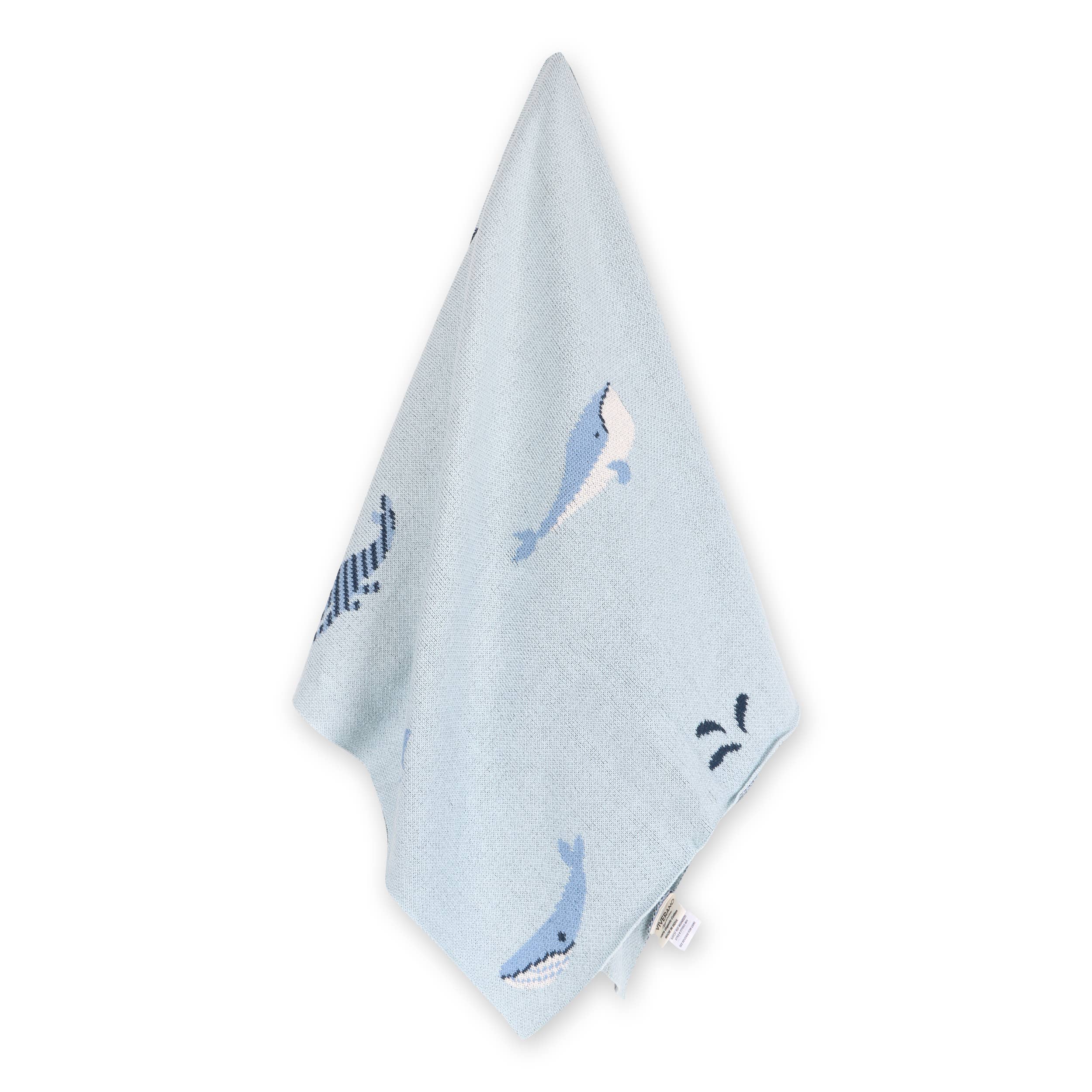 Whales - Organic Cotton Jacquard Knit Baby Blanket: One Size