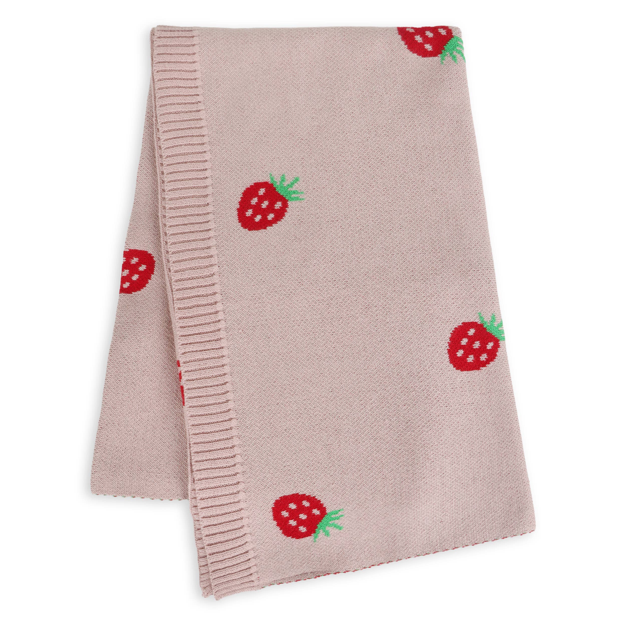 Strawberry Organic Cotton Jacquard Baby Blanket