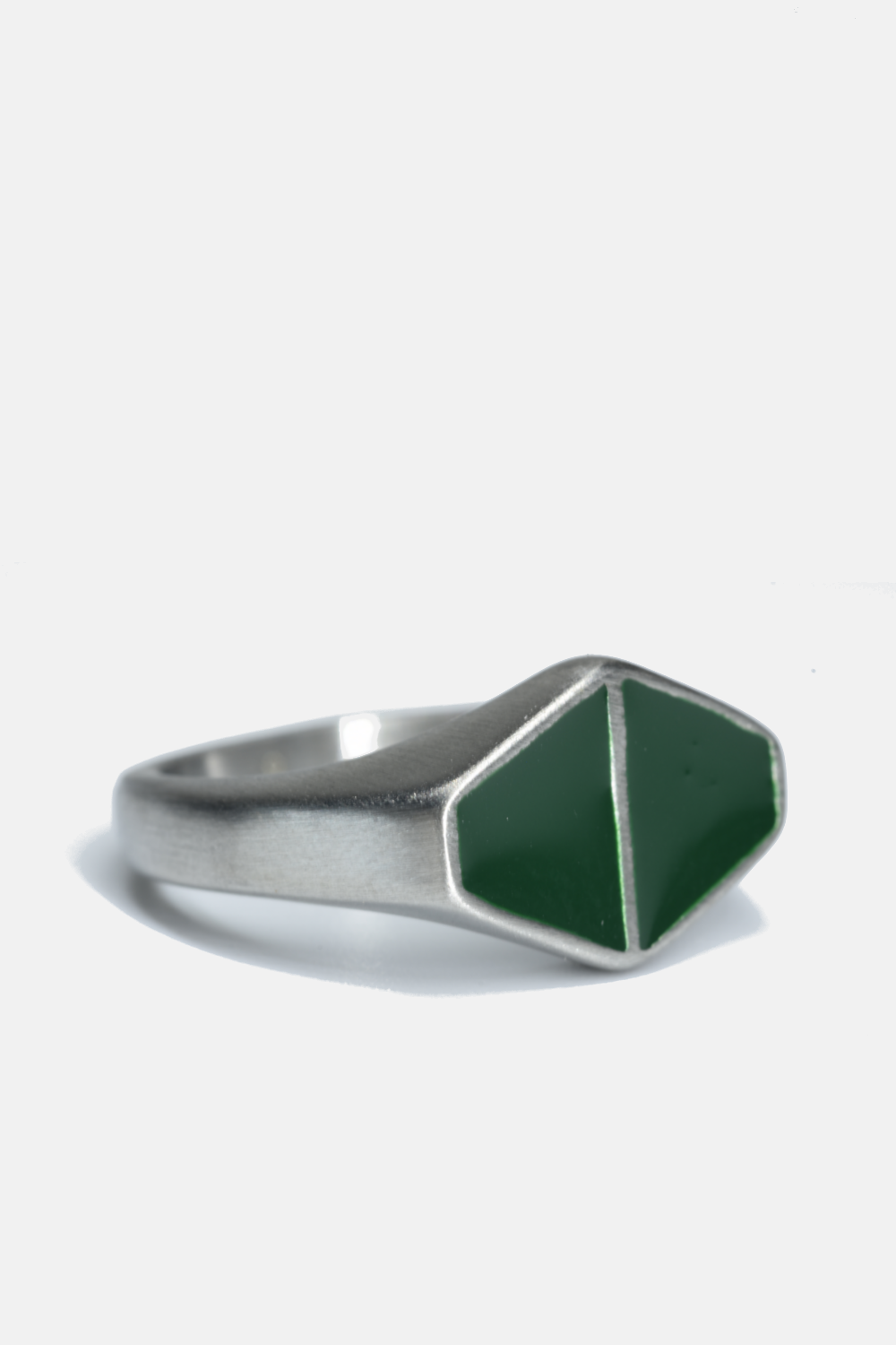 Green Duo Triangle Signet Ring