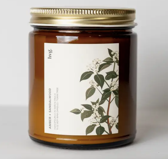 HVG: 9 oz. Amber + Sandalwood Soy Wax Candle