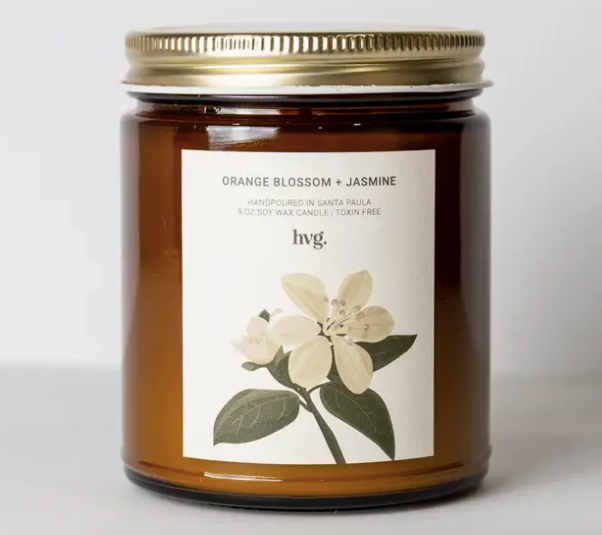 HVG: 9oz  Orange Blossom + Jazmine Soy Wax Candle