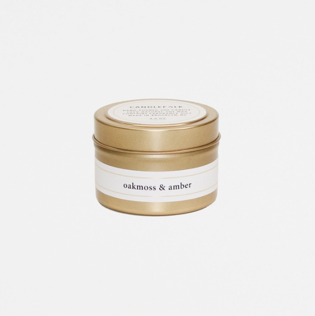 CF: Oakmoss & Amber - 4 oz Gold Travel Candle