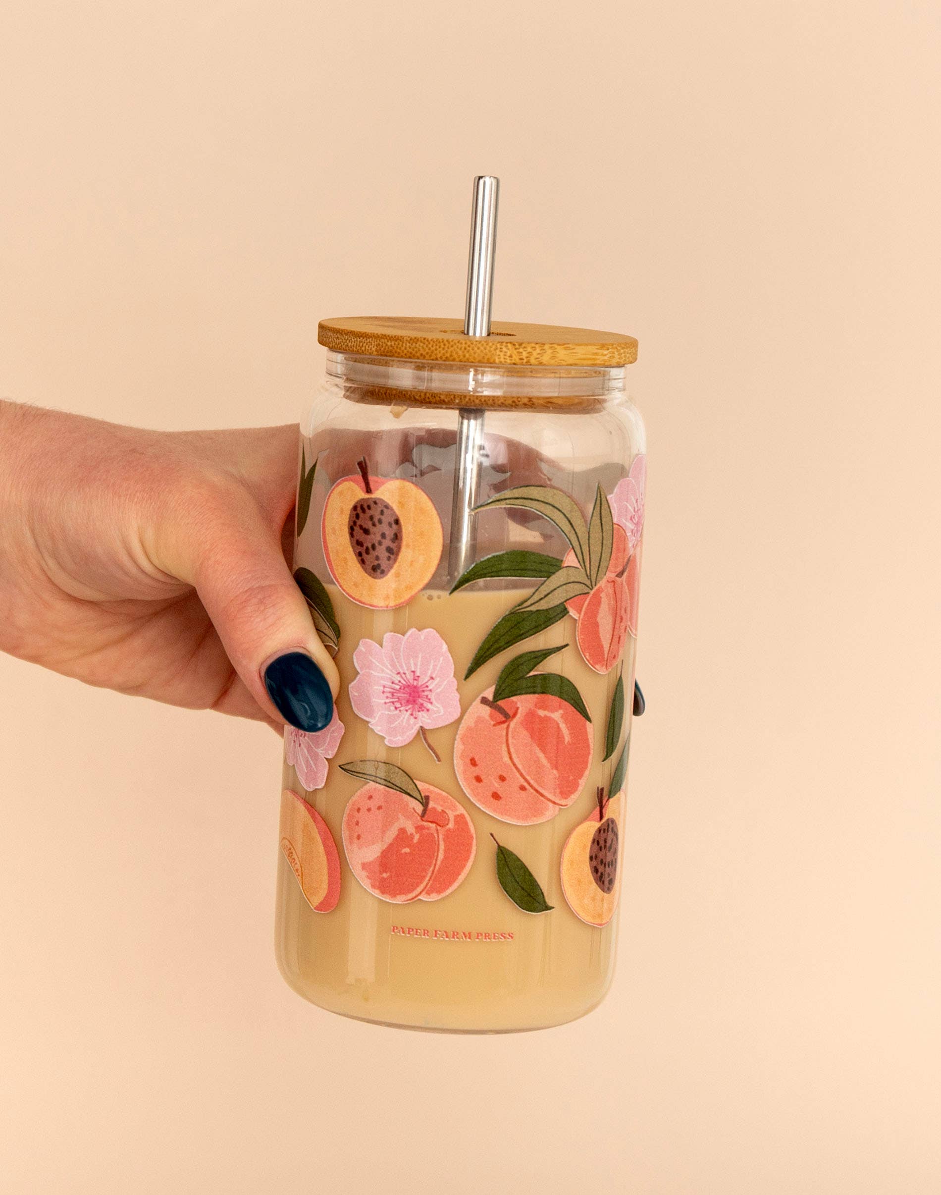 Glass Peach Blossom Canister