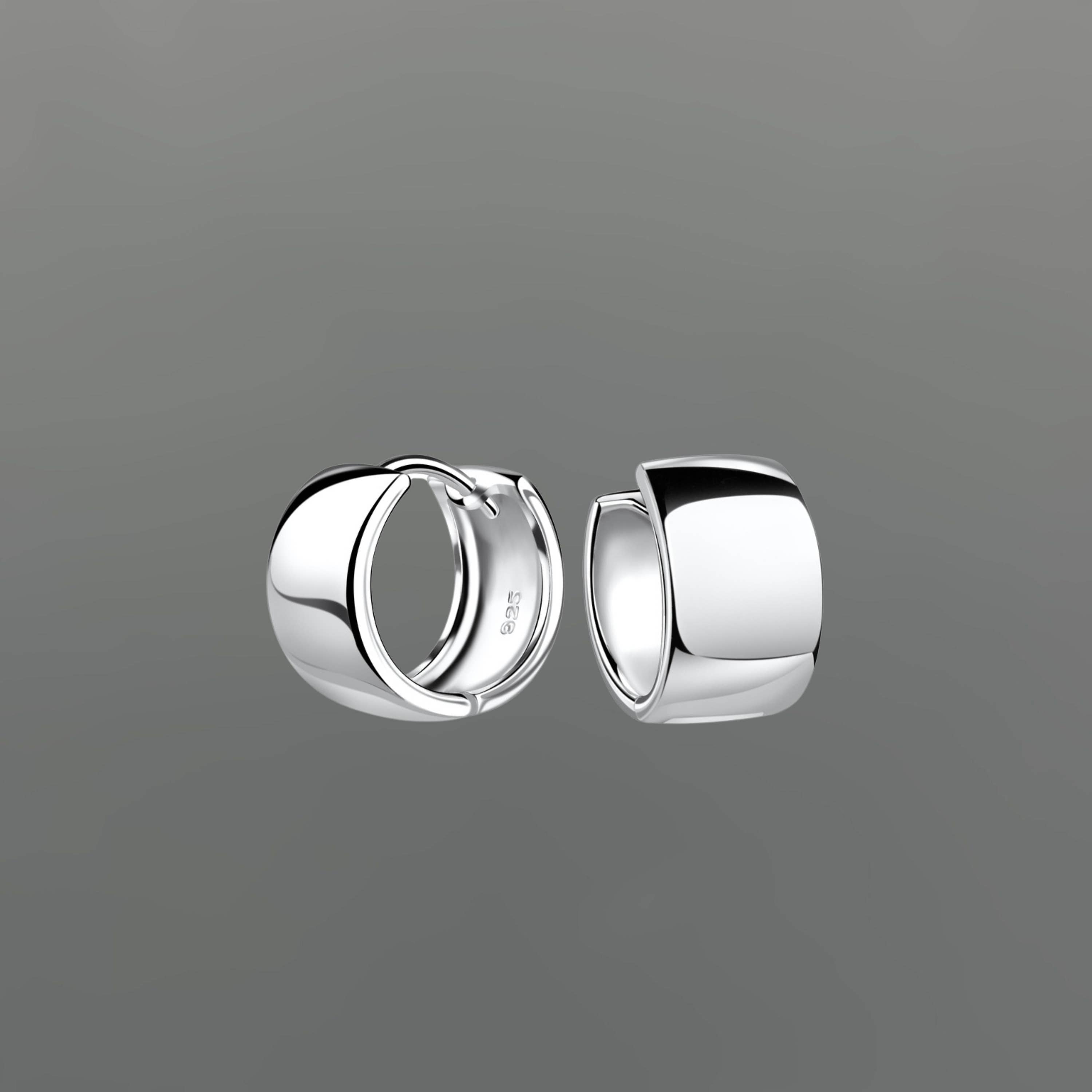 Extra Wide Huggie Hoop Earrings in Sterling Silver