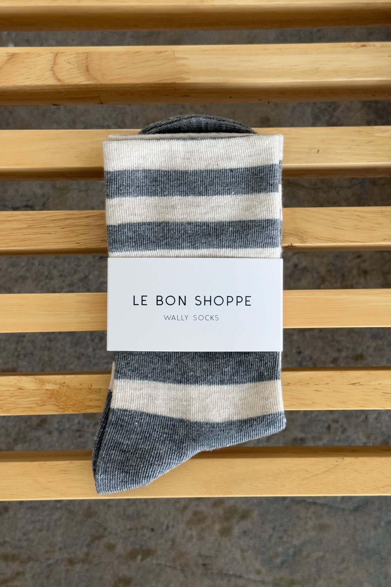 Wally Socks: Wide/Grey Stripe