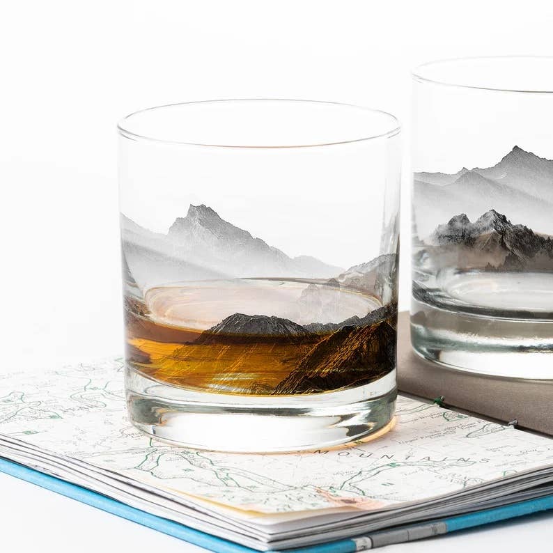 Mountains and Clouds Whiskey Glasses – Set of 2