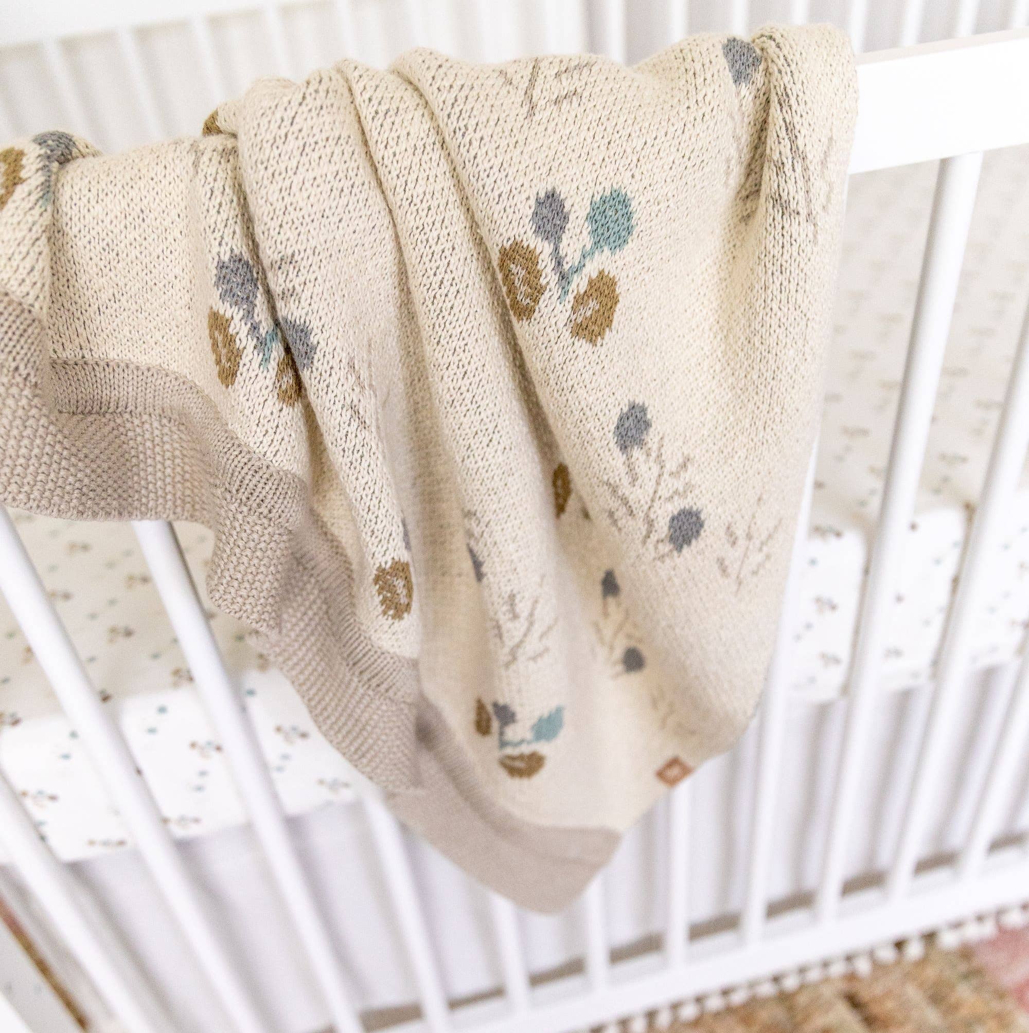 Avery Organic Cotton Knitted Baby Blanket in Poppy