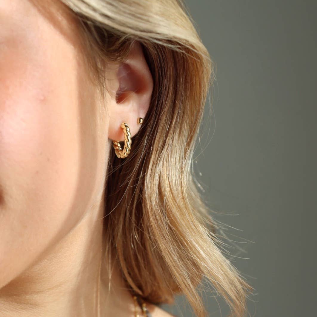 14K Gold Fill Croissant Huggie Hoop Earrings
