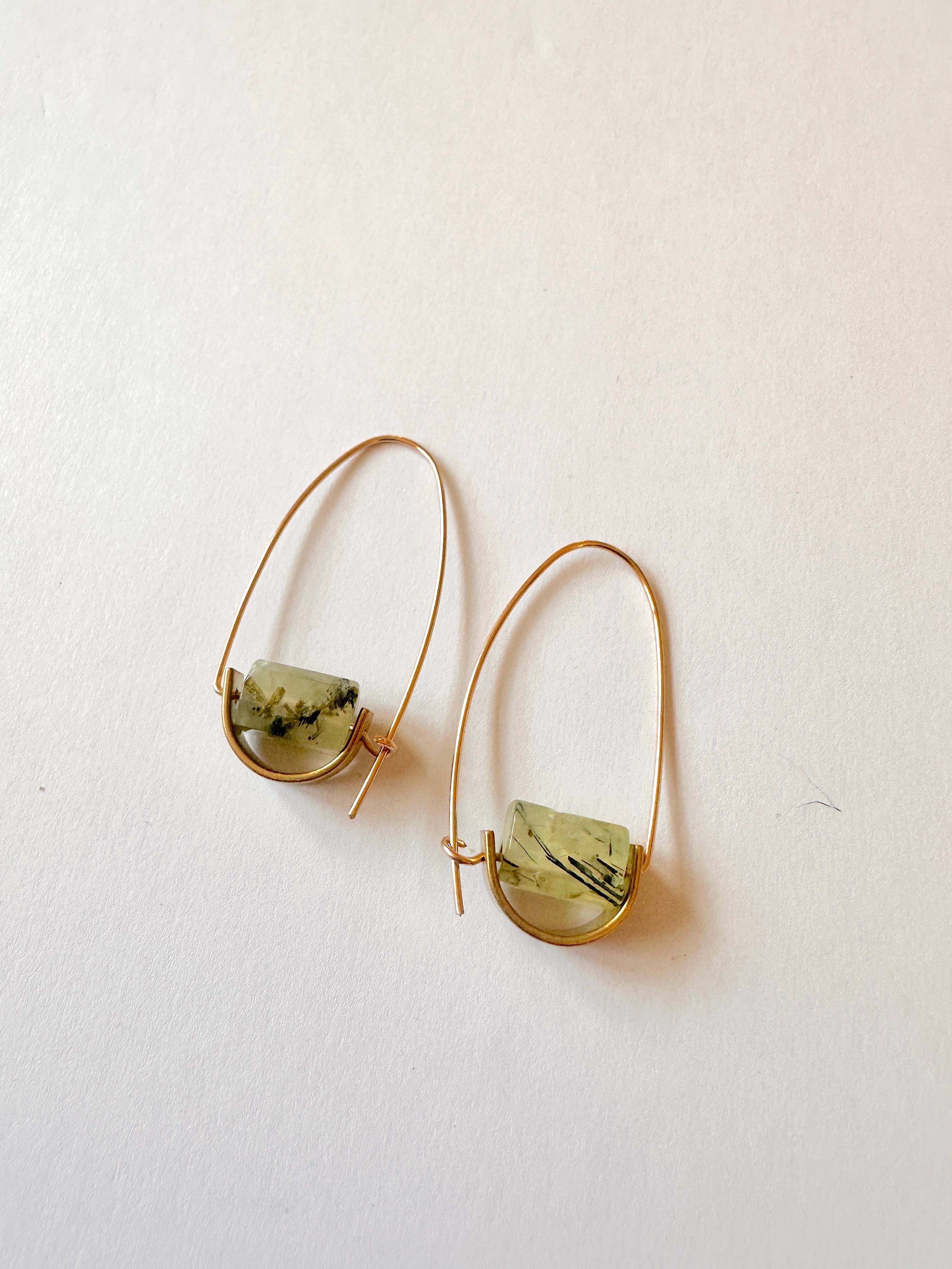 Belen Minimalist Earrings - Prehnite