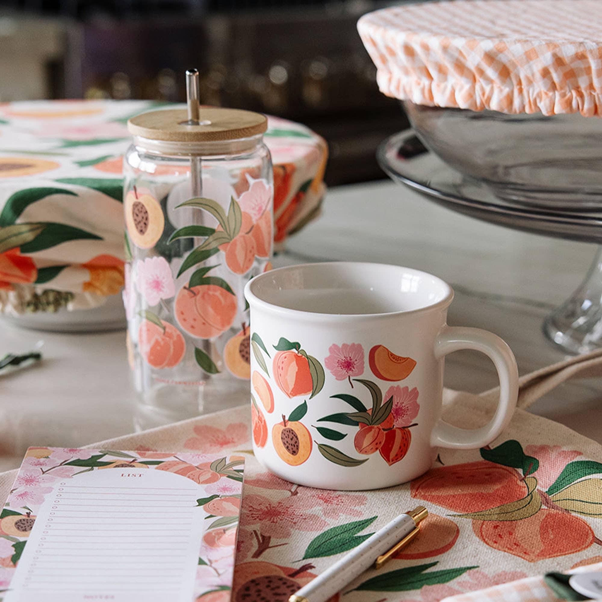 Glass Peach Blossom Canister