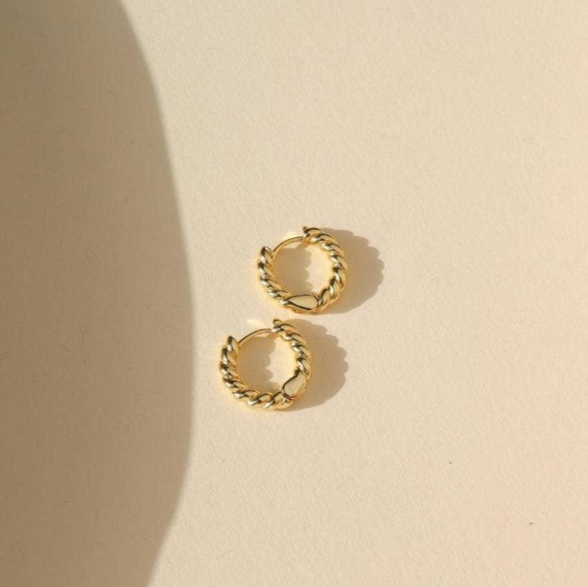 14K Gold Fill Croissant Huggie Hoop Earrings
