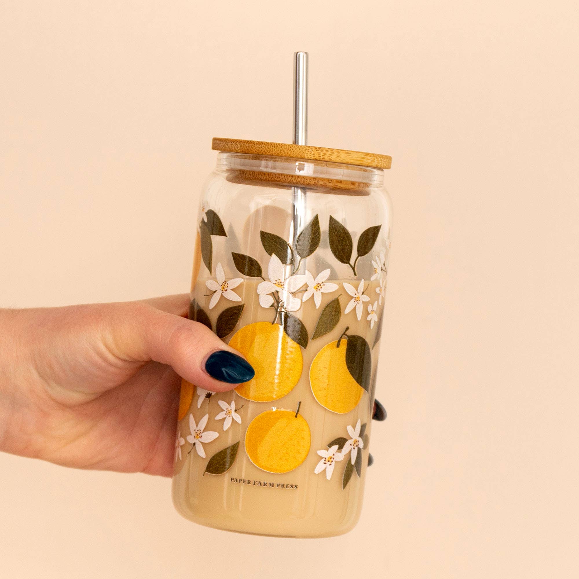 Orange Orchard Glass Storage Jar