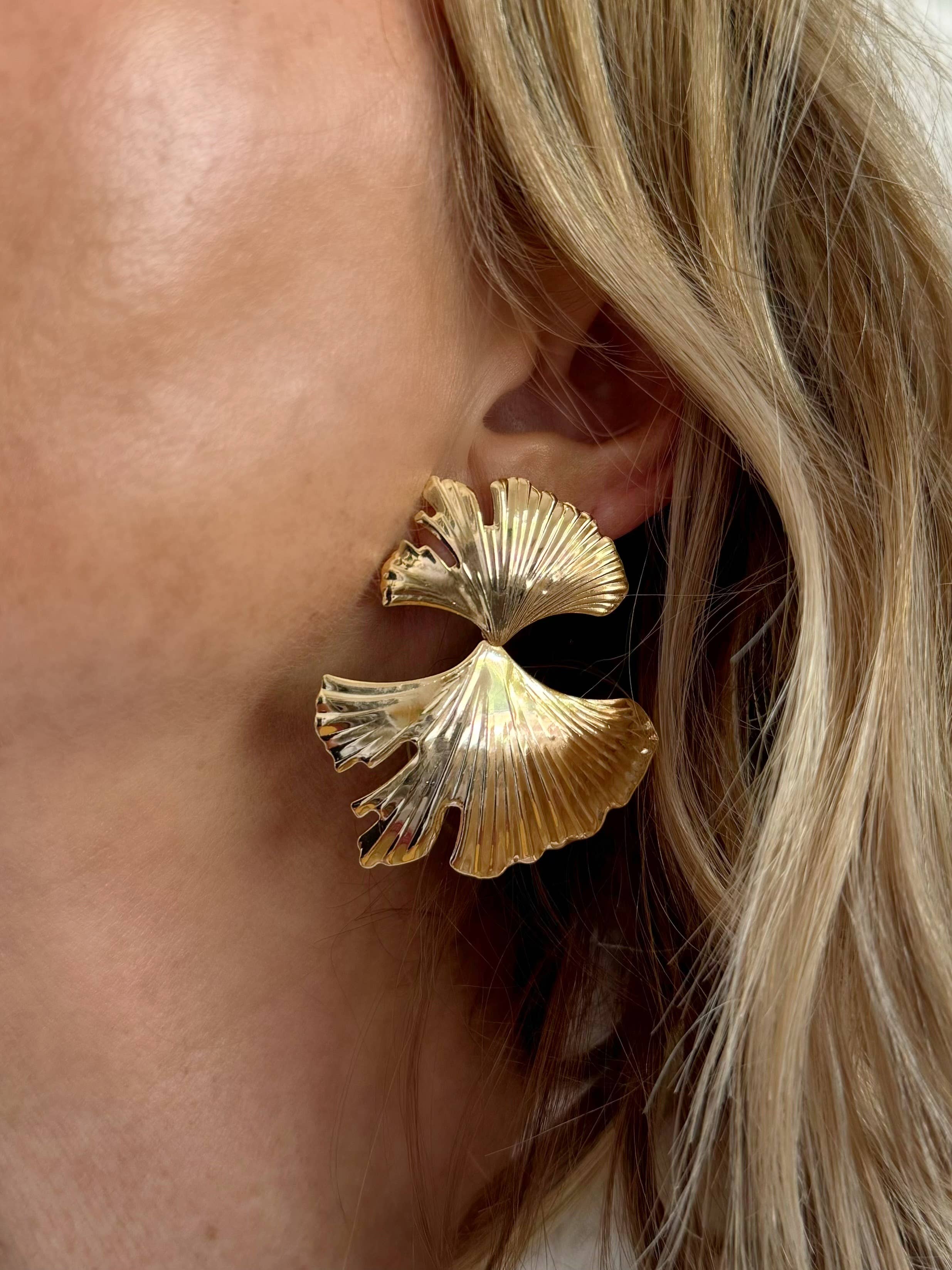 Isla Gold Filled Double Ginkgo Leaf Earrings