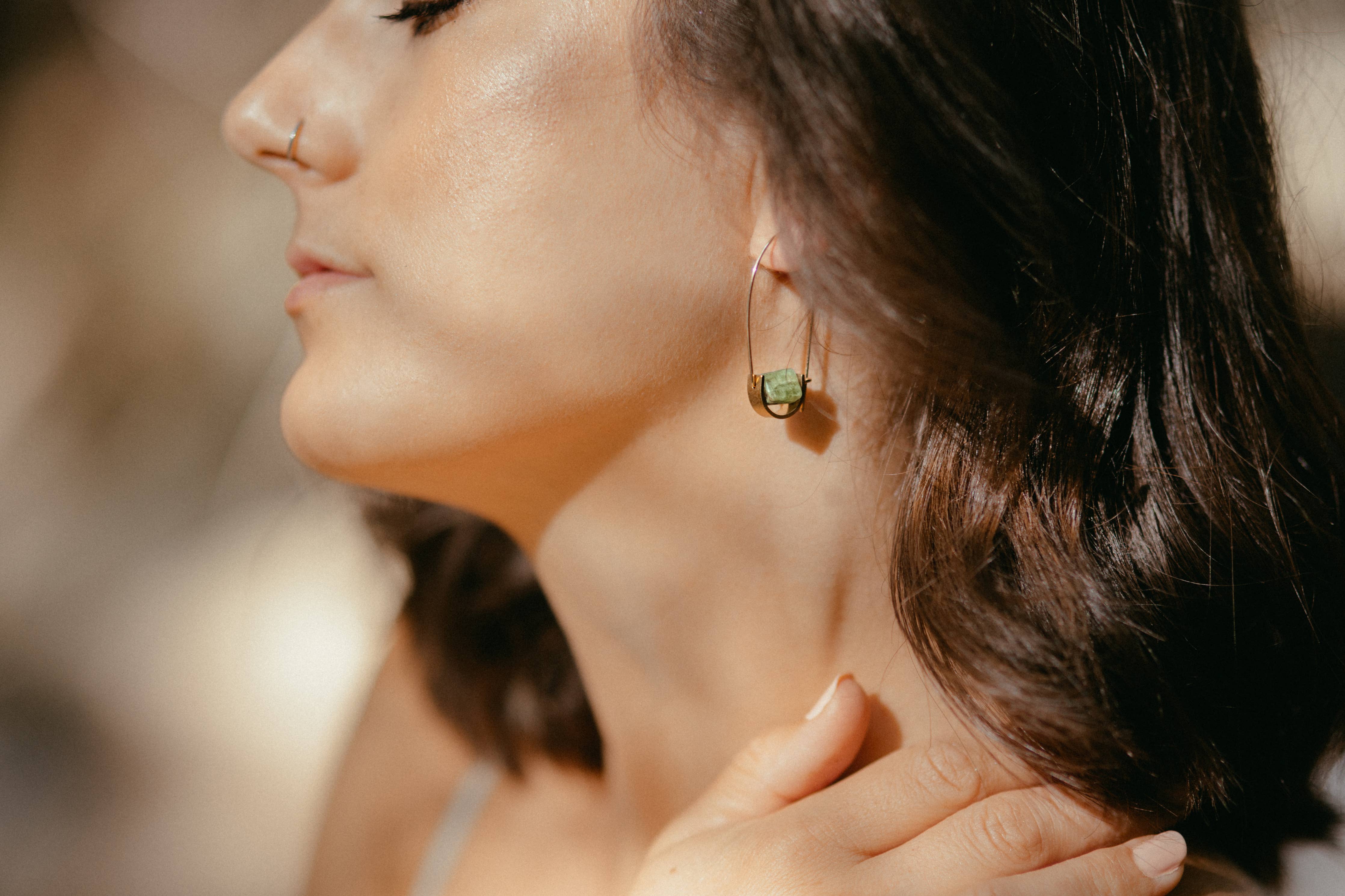 Belen Minimalist Earrings - Prehnite