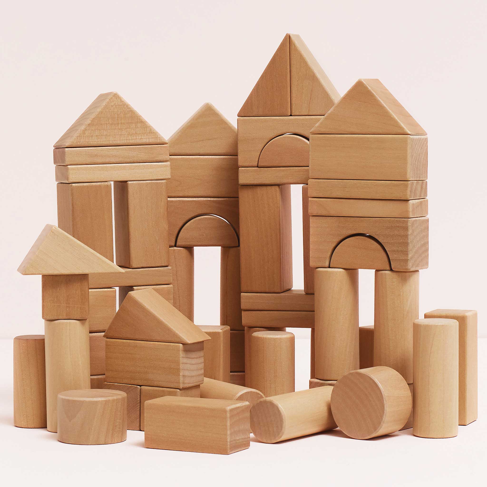 Natural Wood Building Blocks Set, 60 Pieces, FSC-Certified