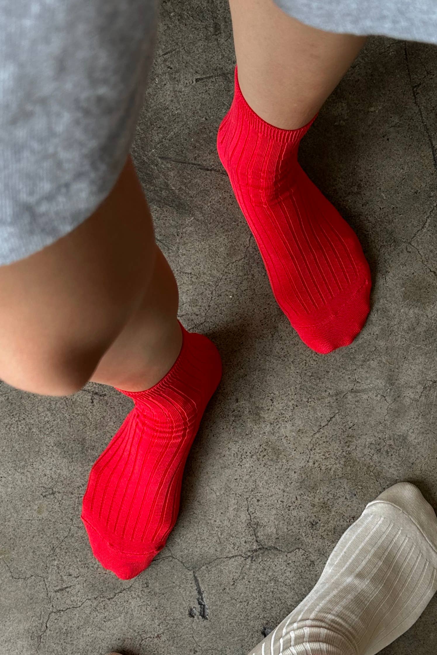 Ribbed Mercerized Cotton Socks in Pesto Green