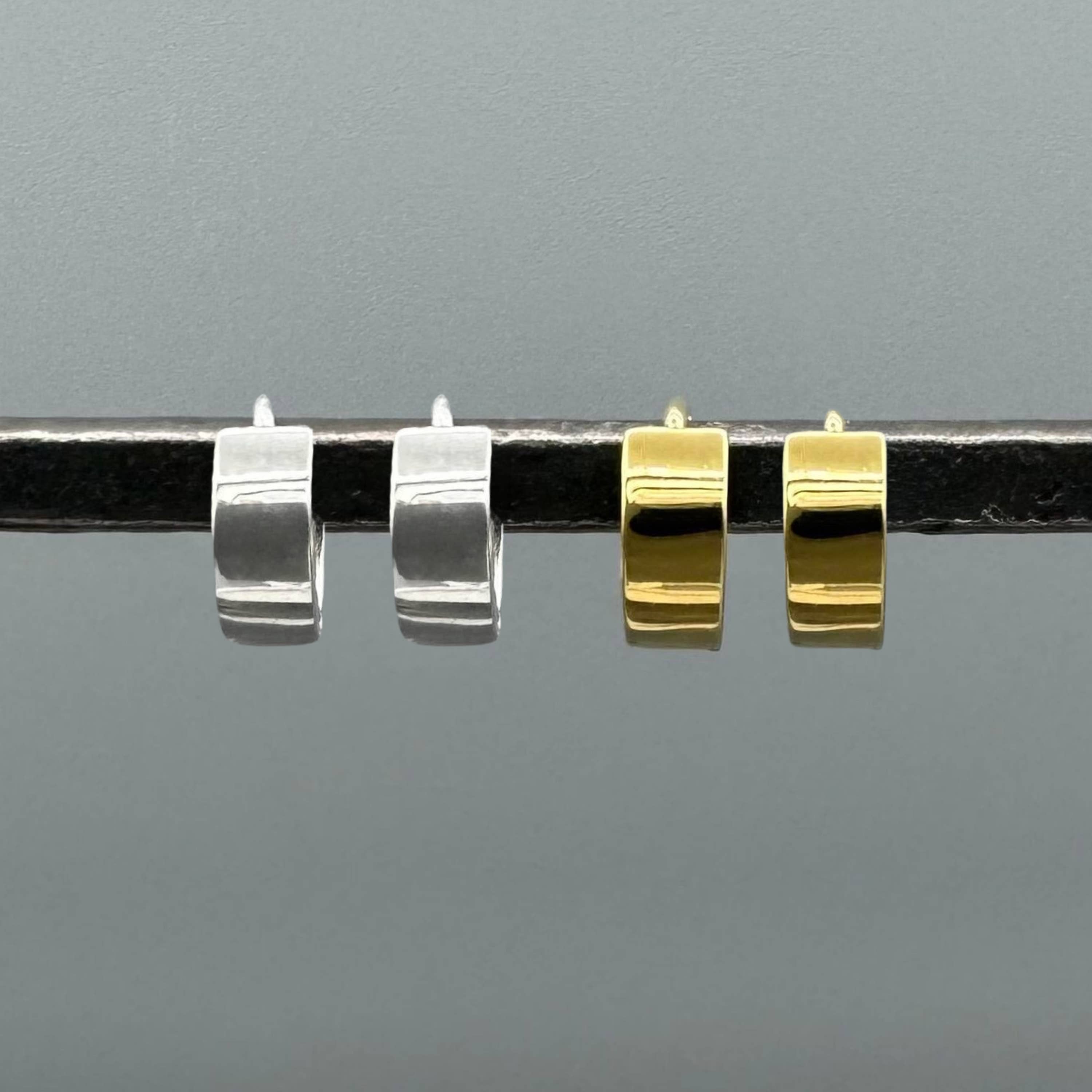 Small Square Huggie Hoop Earrings – Sterling Silver