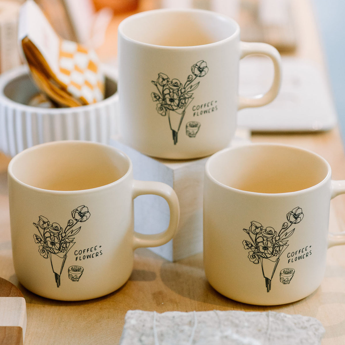 Coffee & Flowers Ceramic Mug